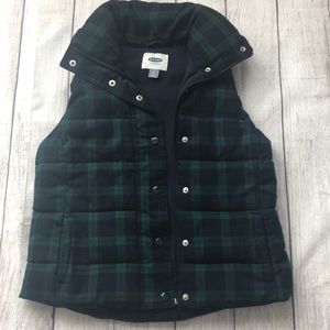 Old Navy Vest Plaid Navy Blue and Green Size Small